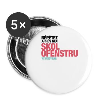 T-Shirt col v "Skol Ofenstru" - Lot de 5 grands badges (56 mm) - blanc - Devant