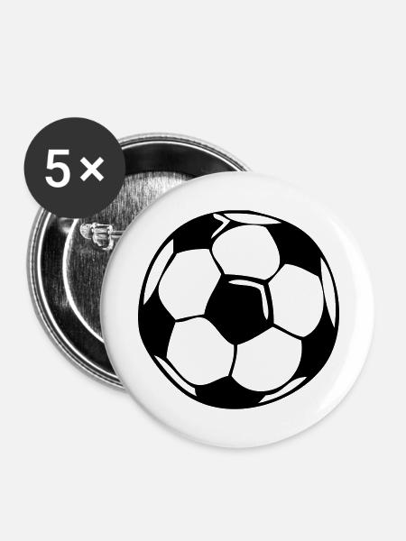 fußball - Buttons groß 56 mm (5er Pack) - Weiß