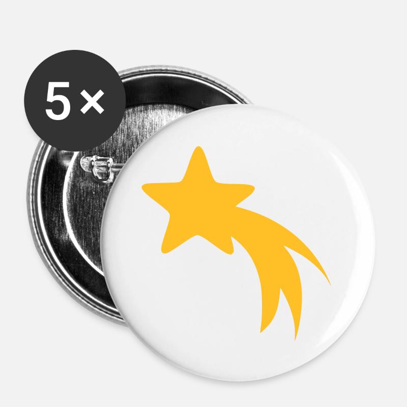 STERNSCHNUPPE - Buttons groß 56 mm (5er Pack) - Weiß