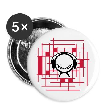 dj - Lot de 5 grands badges (56 mm) - blanc - Devant