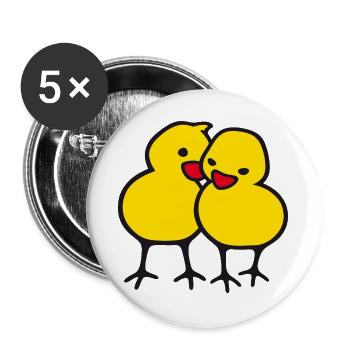chicks in love (a) - Buttons large 2.2''/56 mm (5-pack) - white - Front