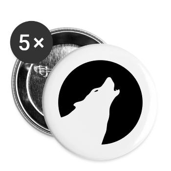 Wolf - Buttons groß 56 mm (5er Pack) - Weiß - Vorne