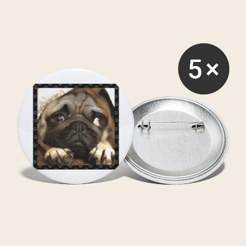 Mops Hund 1 - Buttons groß 56 mm (5er Pack)