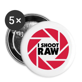I shoot RAW - schwarz - Buttons groß 56 mm (5er Pack) - Weiß - Vorne