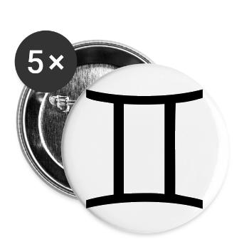 Zwillinge - Buttons groß 56 mm (5er Pack) - Weiß - Vorne