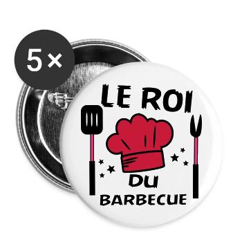 le roi du barbecue - Lot de 5 grands badges (56 mm) - blanc - Devant