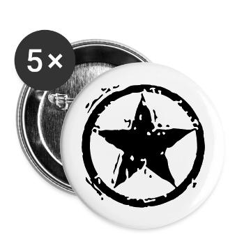 Star With Circle - Stencil - Buttons groß 56 mm (5er Pack) - Weiß - Vorne