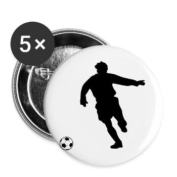 Fußballspieler einfarbig, Silhouette - Buttons groß 56 mm (5er Pack) - Weiß - Vorne