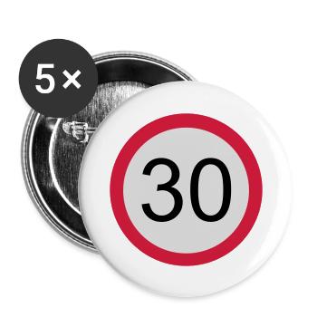 30 - Geburtstag - Buttons groß 56 mm (5er Pack) - Weiß - Vorne