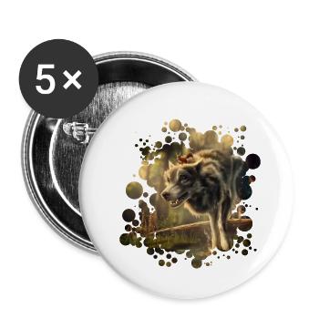 Freunde Wolf Eichhörnchen - Buttons groß 56 mm (5er Pack) - Weiß - Vorne