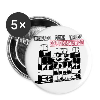 SUPPORT YOUR LOCAL SOUNDSYSTEM FREE PARTY 2 Farben - Lot de 5 grands badges (56 mm) - blanc - Devant