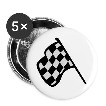 Zielflagge, Racing - Buttons groß 56 mm (5er Pack) - Weiß - Vorne
