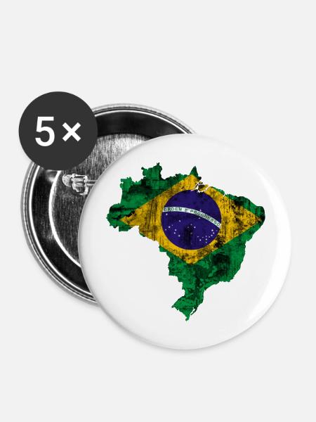 brazil - Buttons groß 56 mm (5er Pack) - Weiß