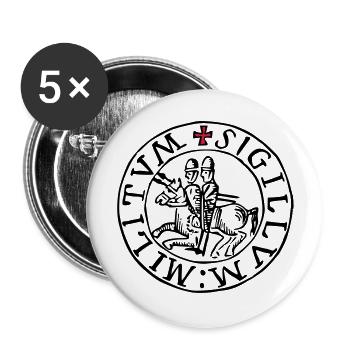 templar knights seal - Lot de 5 grands badges (56 mm) - blanc - Devant