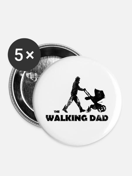 Walking Dad Schwarz - Buttons groß 56 mm (5er Pack) - Weiß