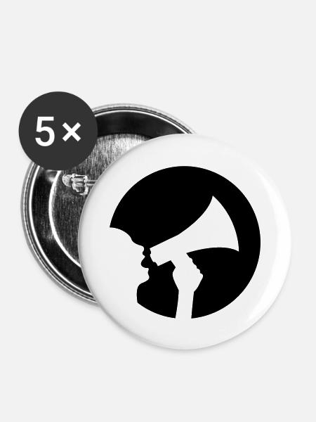 Megaphon - Buttons groß 56 mm (5er Pack) - Weiß