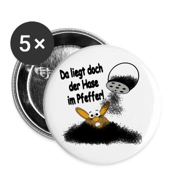 Hase im Pfeffer - Buttons groß 56 mm (5er Pack) - Weiß - Vorne