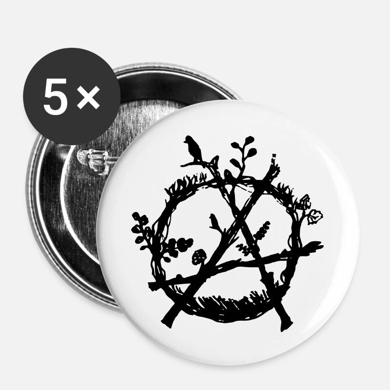 green anarchy eco - Buttons large 2.2''/56 mm (5-pack) - white