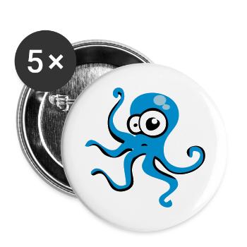 Pieuvre - Lot de 5 grands badges (56 mm) - blanc - Devant