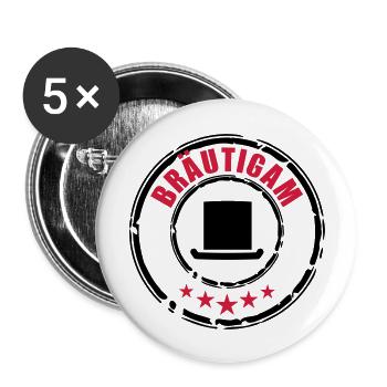 Bräutigam Stempel - Buttons groß 56 mm (5er Pack) - Weiß - Vorne
