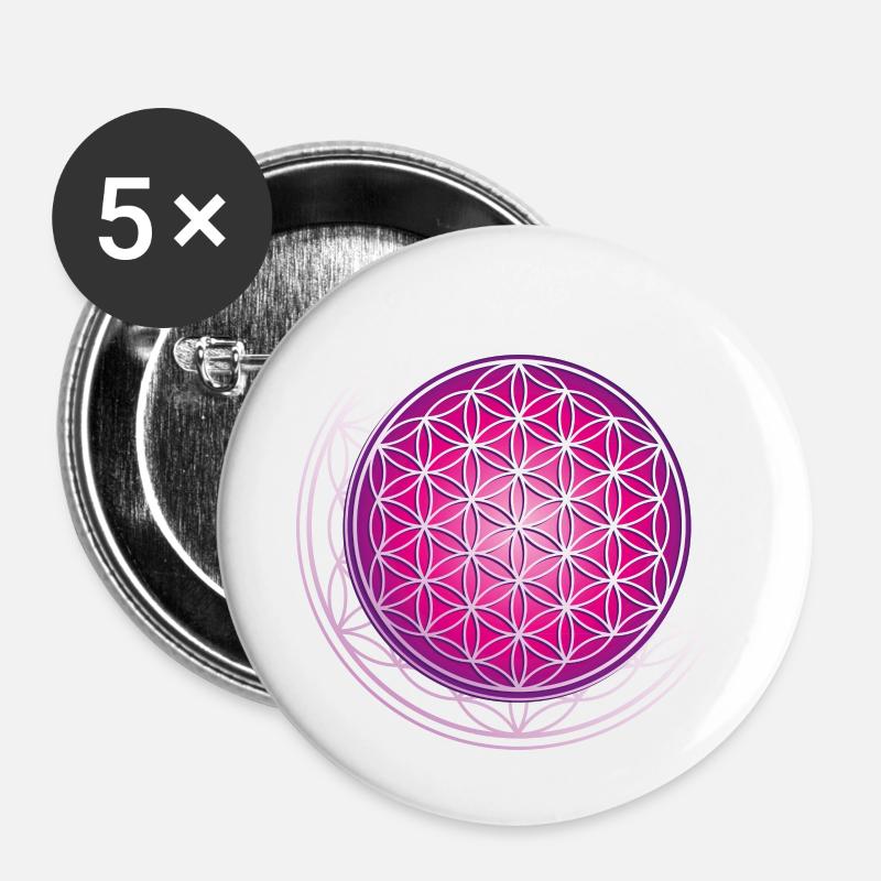 Blume des Lebens - Buttons groß 56 mm (5er Pack) - Weiß