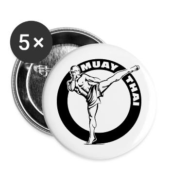 Muay Thai - Buttons groß 56 mm (5er Pack) - Weiß - Vorne