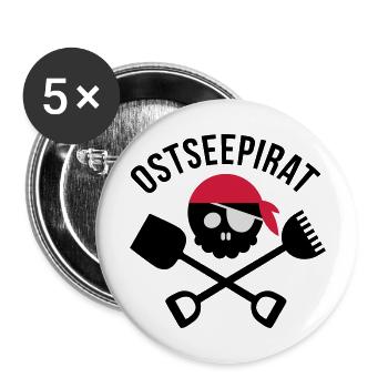 pirat ostsee - Buttons groß 56 mm (5er Pack) - Weiß - Vorne