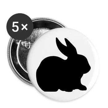 Bunny rabbit silhouette - Buttons large 2.2''/56 mm (5-pack) - white - Front