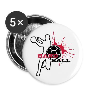 HANDBALL Spieler-Splash - Buttons groß 56 mm (5er Pack) - Weiß - Vorne