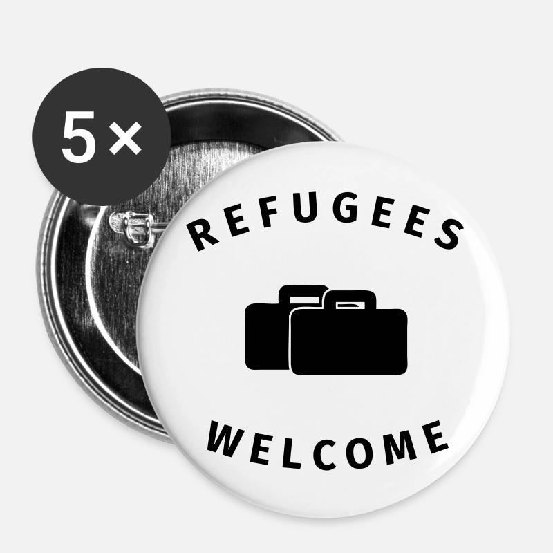 refugees welcome - Buttons large 2.2''/56 mm (5-pack) - white