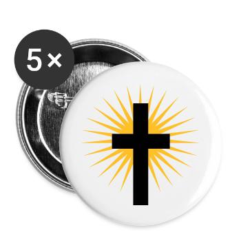 Kreuz - Buttons groß 56 mm (5er Pack) - Weiß - Vorne