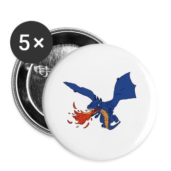 Drache - Buttons groß 56 mm (5er Pack) - Weiß - Vorne