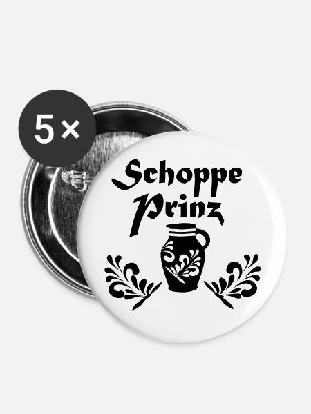 Schoppe Prinz Apfelwein - Buttons groß 56 mm (5er Pack) - Weiß