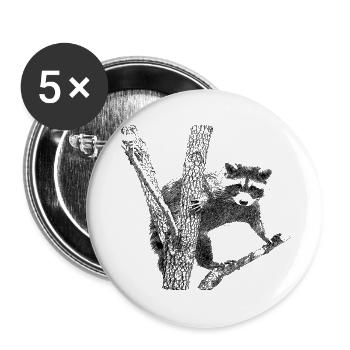 waschbär - Buttons groß 56 mm (5er Pack) - Weiß - Vorne