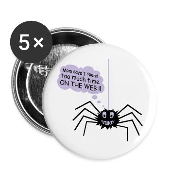 Spinne Spider Comic lustig - Buttons groß 56 mm (5er Pack) - Weiß - Vorne