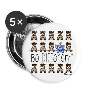 Licorne Bleu - Be Different, citations - Lot de 5 grands badges (56 mm) - blanc - Devant