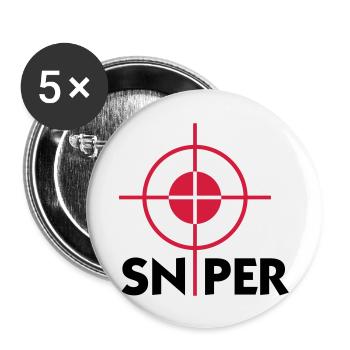 Ich bin ein Scharfschütze - Buttons groß 56 mm (5er Pack) - Weiß - Vorne