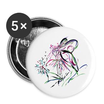 Abstrakt - Blumenelfe - Buttons groß 56 mm (5er Pack) - Weiß - Vorne