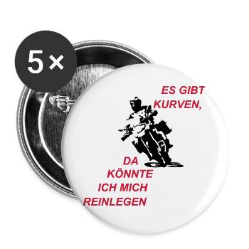 Es gibt Kurven - Buttons groß 56 mm (5er Pack) - Weiß - Vorne