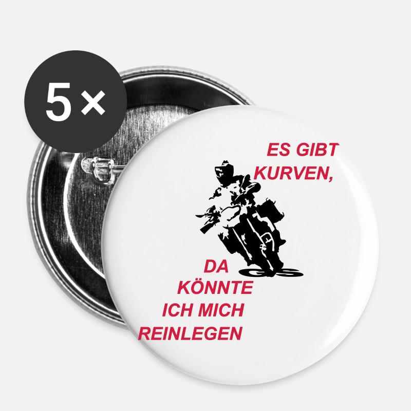 Es gibt Kurven - Buttons groß 56 mm (5er Pack) - Weiß