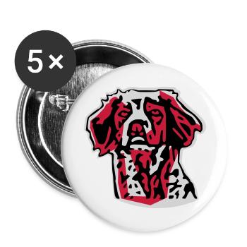 épagneul breton - Lot de 5 grands badges (56 mm) - blanc - Devant