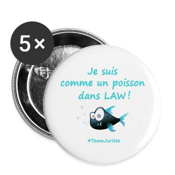 Comme un poisson - Lot de 5 grands badges (56 mm) - blanc - Devant