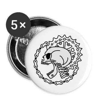 Skull Chain Punk-2c - Buttons groß 56 mm (5er Pack) - Weiß - Vorne