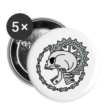 Skull Chain Punk-3c - Buttons groß 56 mm (5er Pack) - Weiß - Vorne