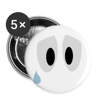 Smiley Augen Traurig - Buttons groß 56 mm (5er Pack) - Weiß - Vorne