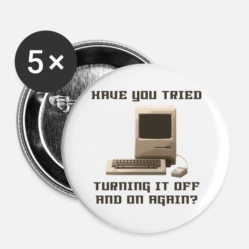 Computer off and on again - Buttons large 2.2''/56 mm (5-pack) - white