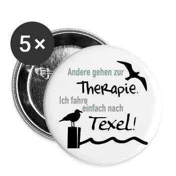 Therapie Texel - Buttons groß 56 mm (5er Pack) - Weiß - Vorne