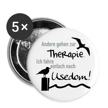 Therapie Usedom - Buttons groß 56 mm (5er Pack) - Weiß - Vorne