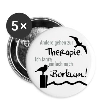 Therapie Borkum - Buttons groß 56 mm (5er Pack) - Weiß - Vorne
