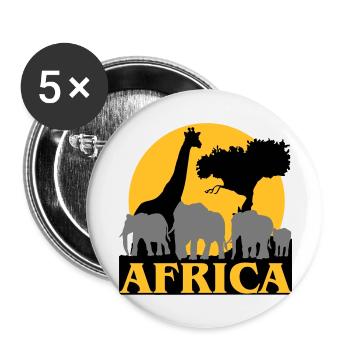 Afrique - Coucher de soleil dans la savane - Lot de 5 grands badges (56 mm) - blanc - Devant